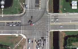 intersection-with-multiple-lanes-narrowing-into-fewer-lanes